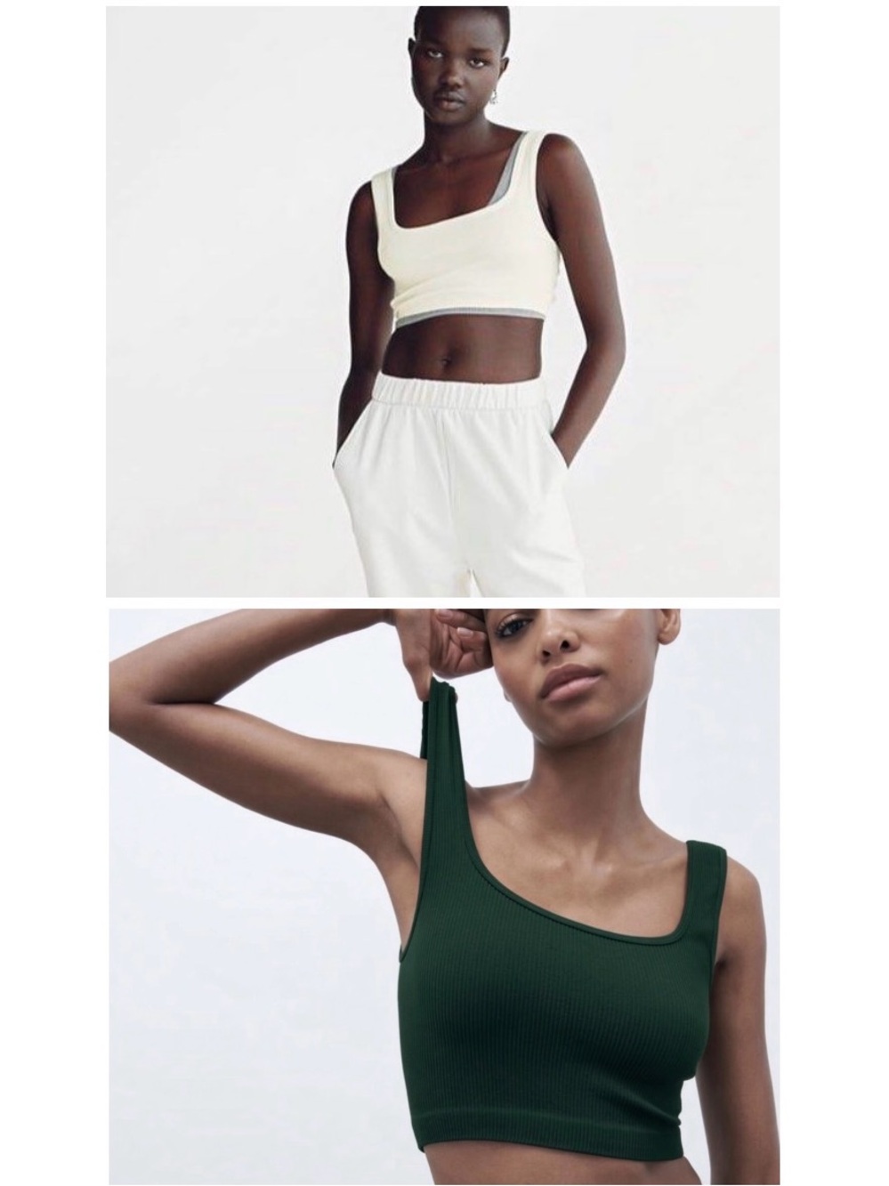 NWT Set of 2! Zara Limitless Contour Square Neck Cropped Tank Top Seamless XS/S